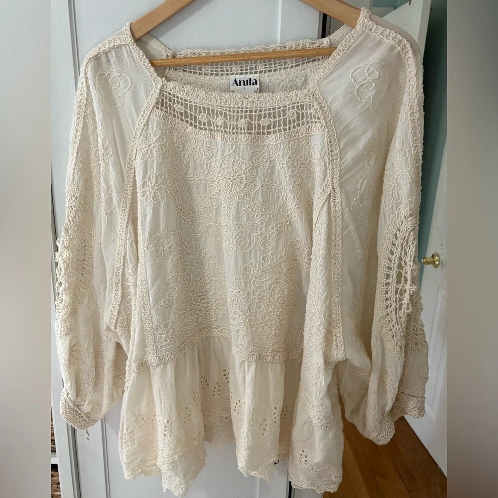 ARULA by Alterd Stare Ivory Lace Bohemian Peasant Blouse 16 - Picture 2 of 11